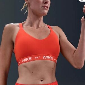 Nike Women’s small Indy Medium Support Padded Adjustable Sports Bra Picante red